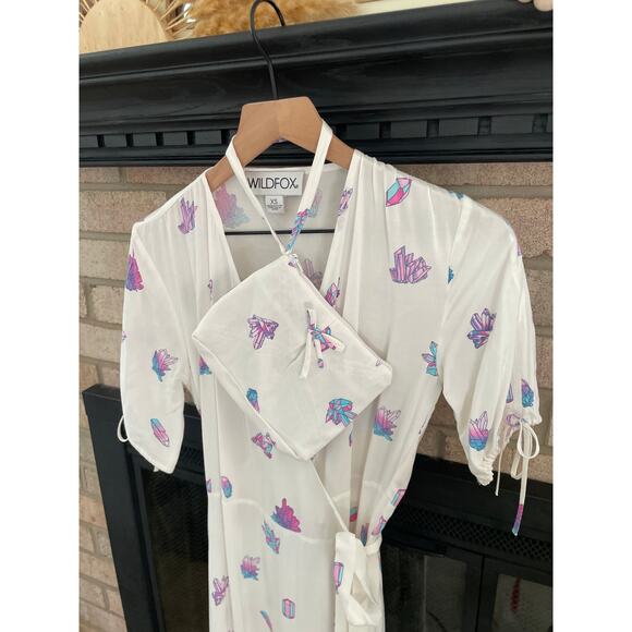 Wildfox Crystal Wrap Maxi Dress XS White Hippie Boho Festival - Picture 3 of 15